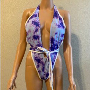 Women's deep V one piece swimsuit- purple